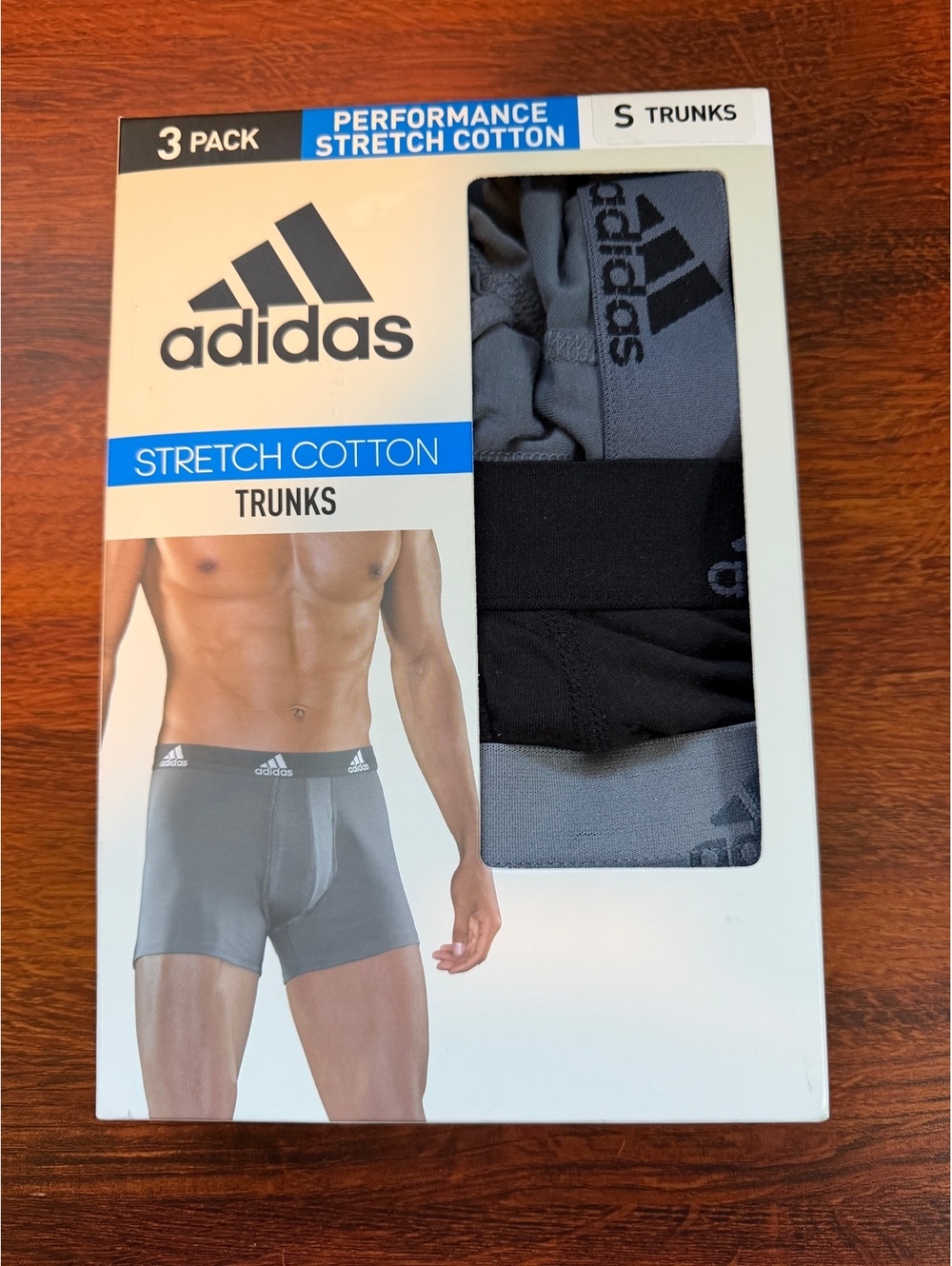 Adidas Stretch Cotton Trunks 3 pack performance stretch cotton sz S